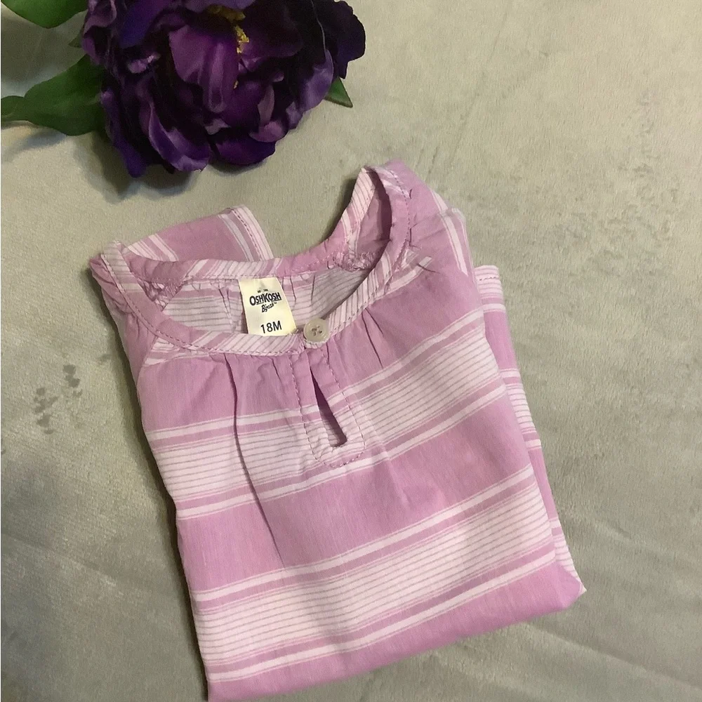 OSHKOSH B'gosh Pink & Lavendar Striped Toddler Shirts Size 18M NWT